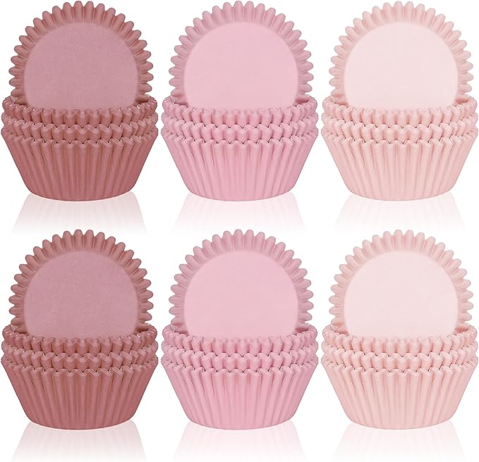 Whaline 600Pcs Dusty Pink Cupcake Liners Dusty Pink Gradient Color Baking Cups Holders Dusty Rose