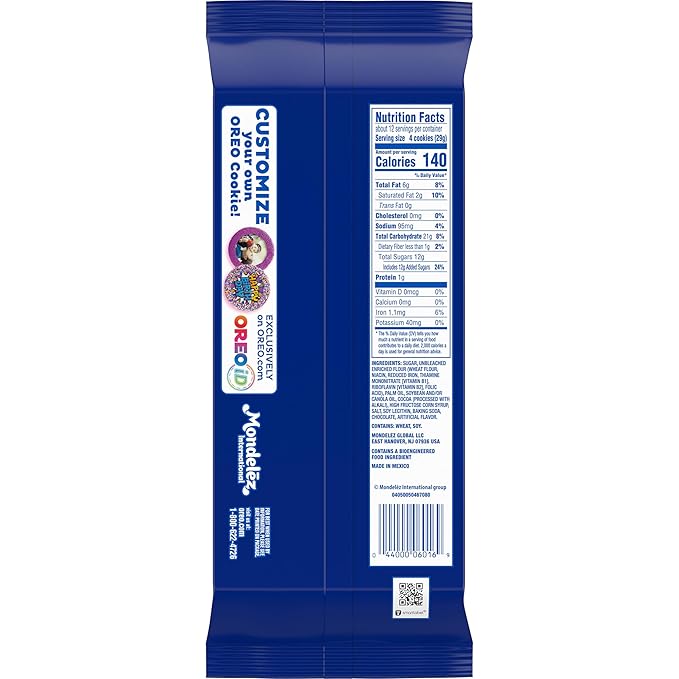 OREO Thins Chocolate Sandwich Cookies, Family Size, 11.78 oz