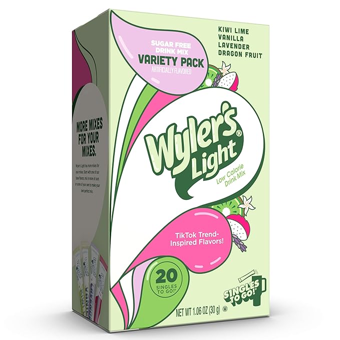 Wyler's Light Singles to Go Powder Packets, Water Drink Mix, Variety Pack, Watertok Base Flavors