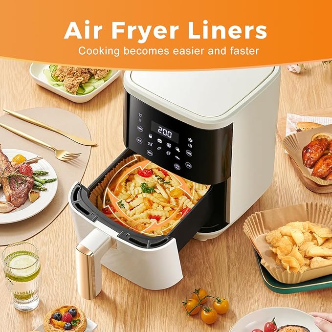 Vailnd Air Fryer Disposable Paper Liners 9inch Square, 125PCS Non-Stick Food Grade Air Fryer