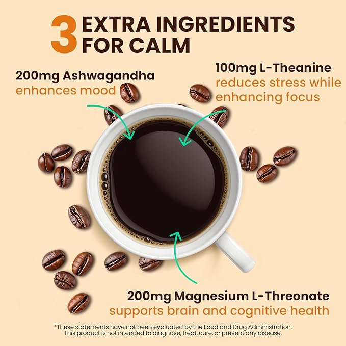 Venture Pal Mushroom Coffee with 12 Adaptogenic Functional Mushrooms with Ashwagandha, Lion's Mane
