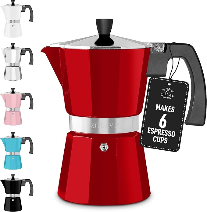 Zulay Moka Pot Espresso Stovetop Coffee Maker - Leak-Proof, Stainless Steel, Easy to Clean, Heat