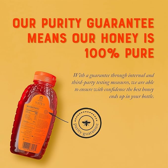 Nate's 100% Pure, Raw & Unfiltered Honey - Award-Winning Taste, 16 oz. Squeeze Bottle