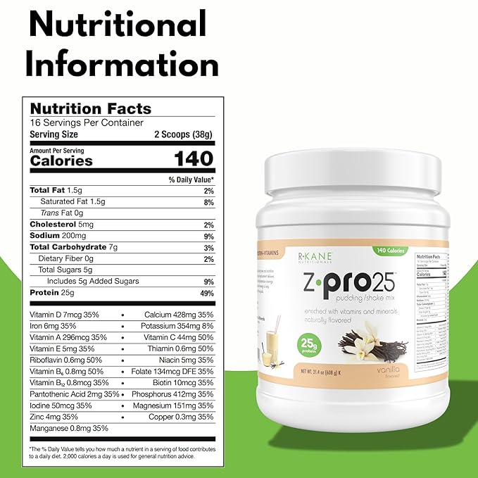 Z-Pro25 Protein Powder, 21.4 oz ??25g Casein & Whey Blend ??Low-Carb, High-Protein Meal Replacement