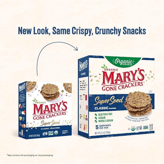 Mary's Gone Crackers Organic Super Seed Crackers, Classic - Gluten-Free, NON-GMO, Vegan & Whole