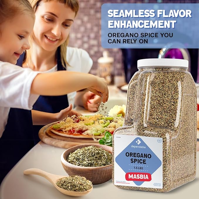 Dependable Food Oregano Seasoning - 1.5 Lb. Jar - Bulk, Kosher, 100% Natural Oregano Leaves for
