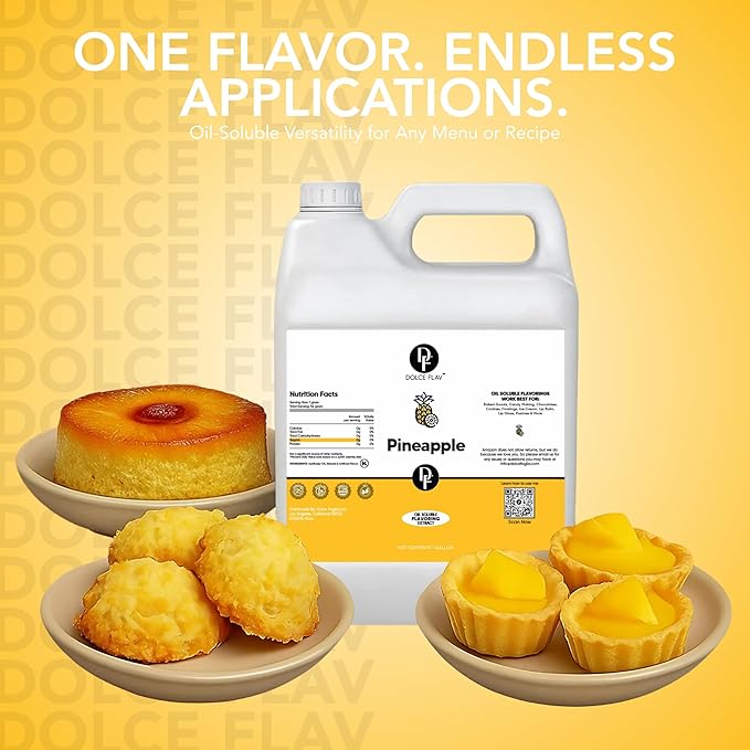 Dolce Flav Pineapple Extract ??1 Gallon Oil-Soluble Kosher, Sugar-Free, Concentrated Tropical