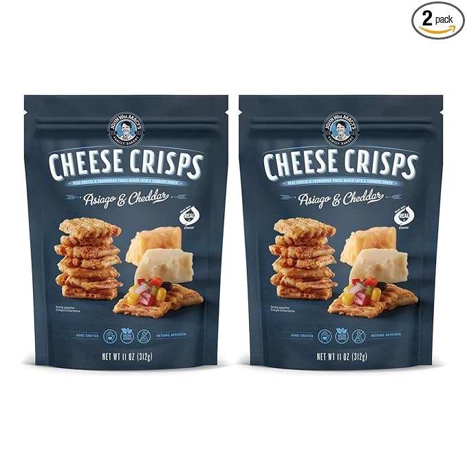 John Wm. Macy - Asiago & Cheddar Cheese Crisps - Hand Crafted, Non GMO, and Nothing Artificial
