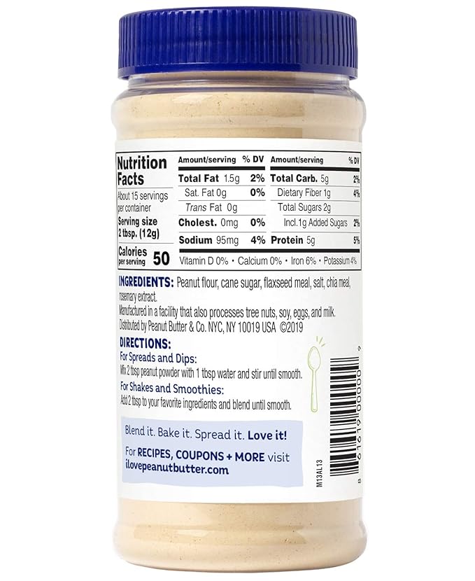 Peanut Butter & Co. Flax & Chia Peanut Powder, Non-GMO Project Verified, Gluten Free, Vegan, 6.5