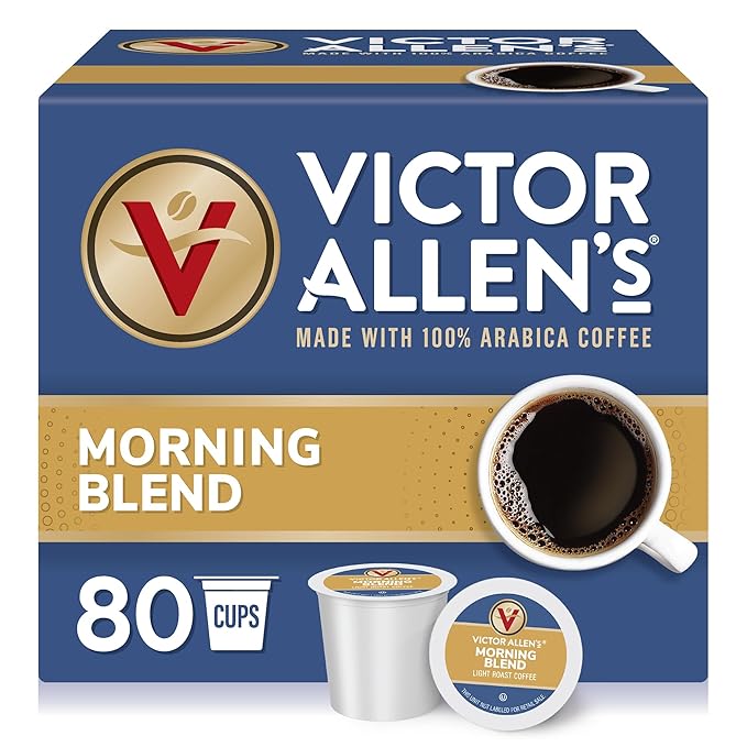Victor Allen's Coffee Morning Blend, Light Roast, 80 Count, Single Serve Coffee Pods for Keurig