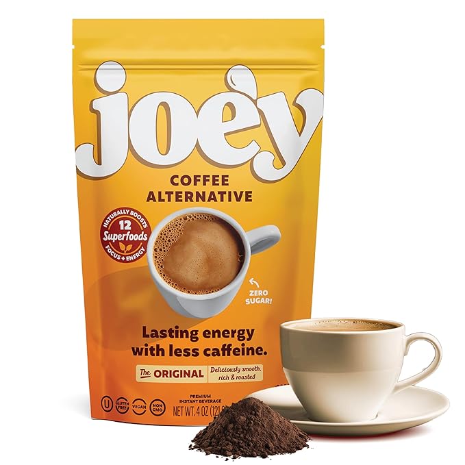 Joe'y Mushroom Coffee Alternative with Cacao and Dandelion Root, Chicory Coffee Substitute with
