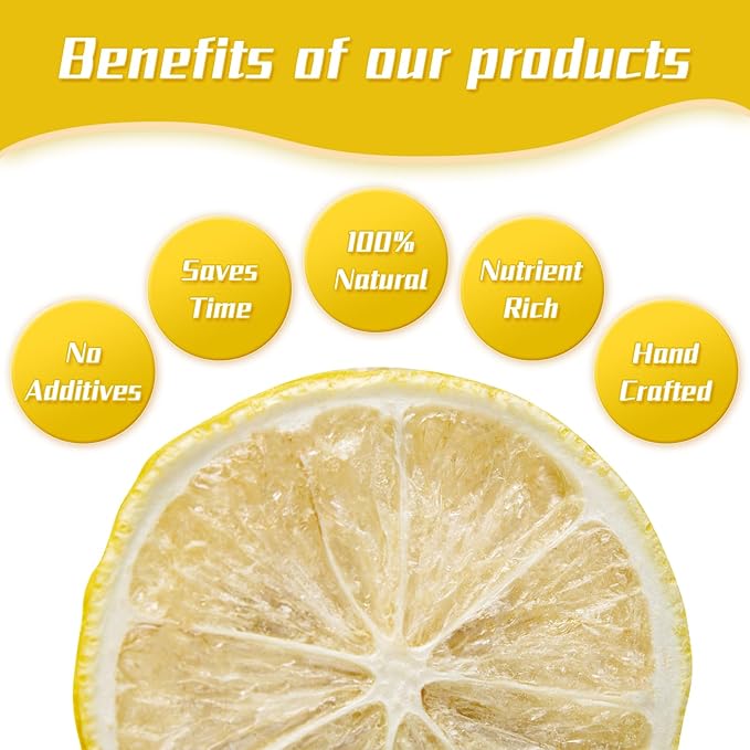 Haomly Freeze Dried Lemon Slices -90g/3.17oz -100% Natural Dehydrated Lemons-Dehydrated Fruit