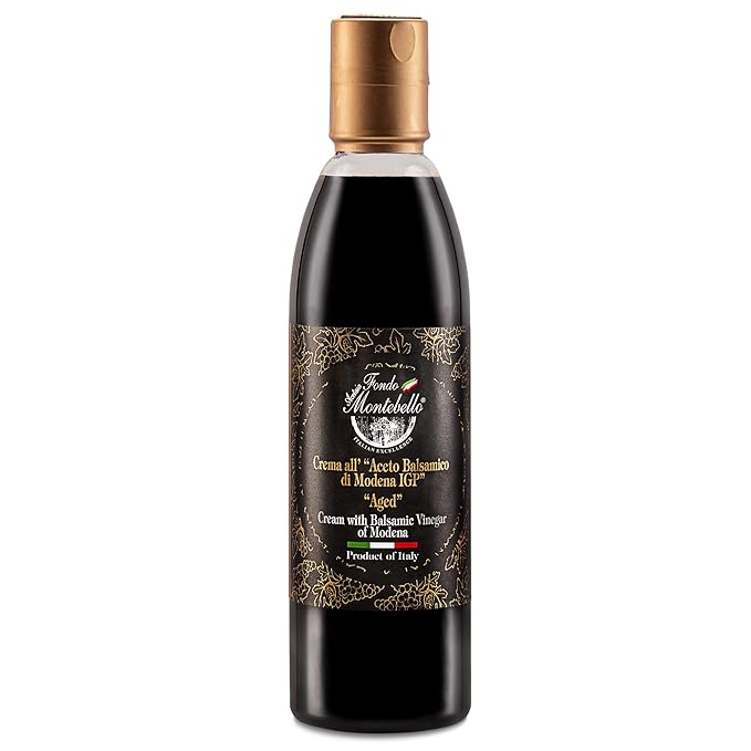 Aged Balsamic Glaze 8.45 fl.oz. (250ml), High Density Balsamic Vinegar Glaze Drizzle, Cream with