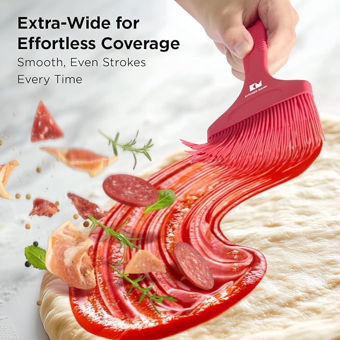 Kitchen Mama Platinum Silicone Extra Wide Pastry & Basting Brush Utensil Set ??Heat Resistant