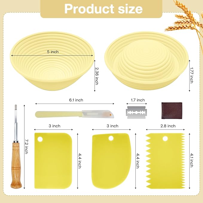 Silicone Banneton, Sourdough Bread Baskets (Set of 6, 5 Inch), Round Proofing Bread Bowls with