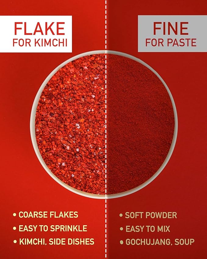 Taekyung Chili Powder For Kimchi (Flake, 7oz) - Korean Gochugaru. Red Pepper Spice Seasoning for