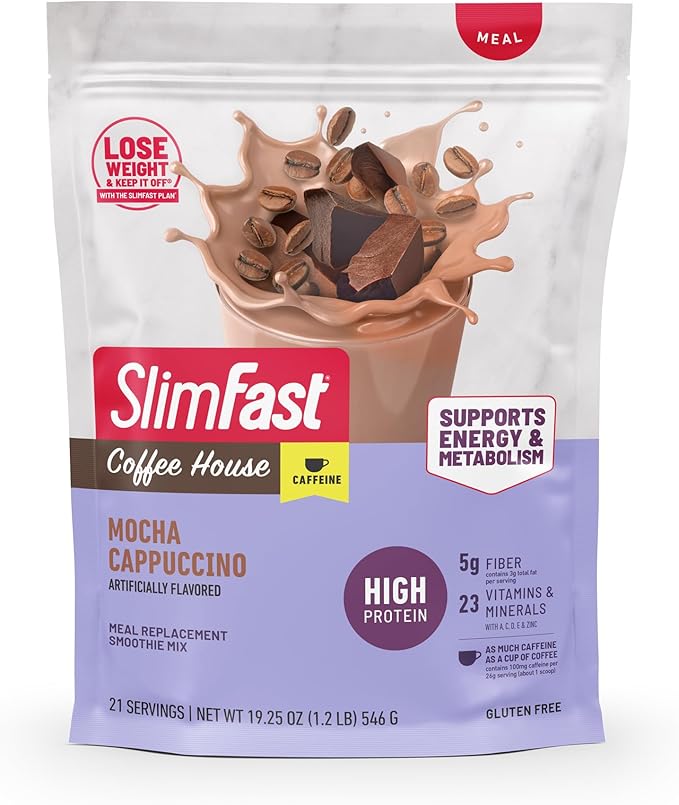 SlimFast High Protein Meal Replacement Powder, Caffeine Protein Powder, Energizing Protein Mix