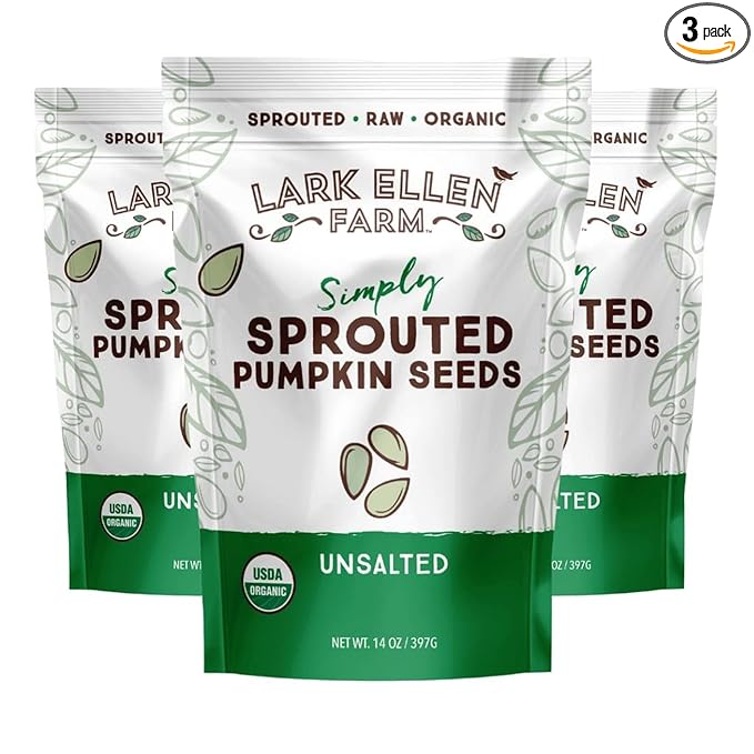 Lark Ellen Farm Sprouted Organic Pumpkin Seeds, Unsalted Raw Pumpkin Seeds Organic, Pepitas, Vegan