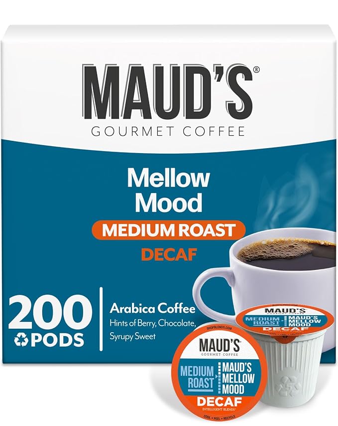 Maud's Decaf Medium Roast Coffee Pods, 200 ct, Decaffeinated Recyclable Single Serve Pods – 100%