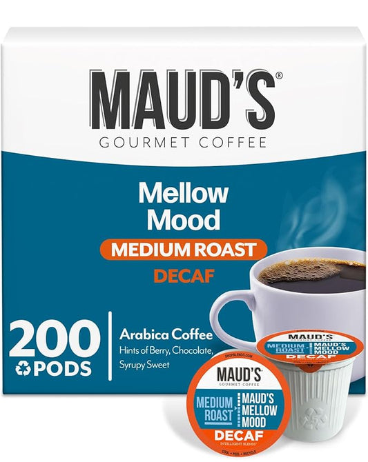 Maud's Decaf Medium Roast Coffee Pods, 200 ct, Decaffeinated Recyclable Single Serve Pods – 100%