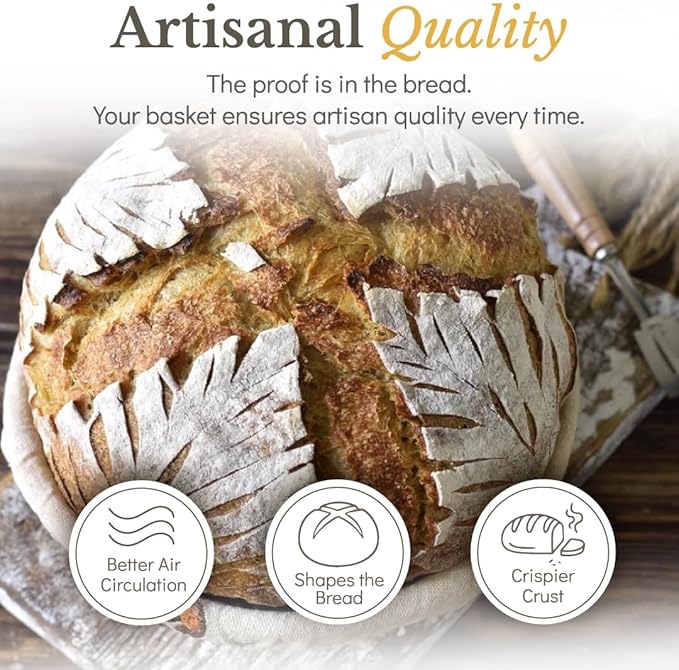 Superbaking Banneton Bread Proofing Basket, Sourdough Bread Baking Supplies, Round 9 Inch Sourdough