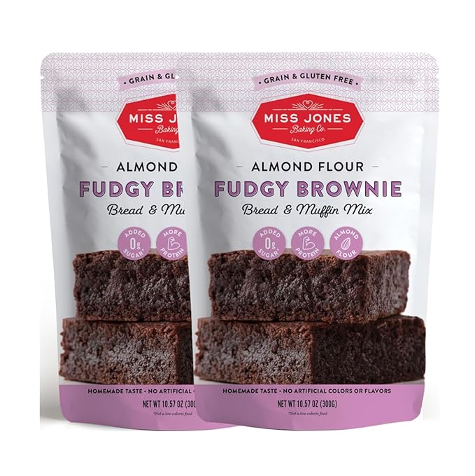 Miss Jones Baking Brownie Mix - Almond Flour, Gluten Free, Low Carb, No Sugar Added, Naturally