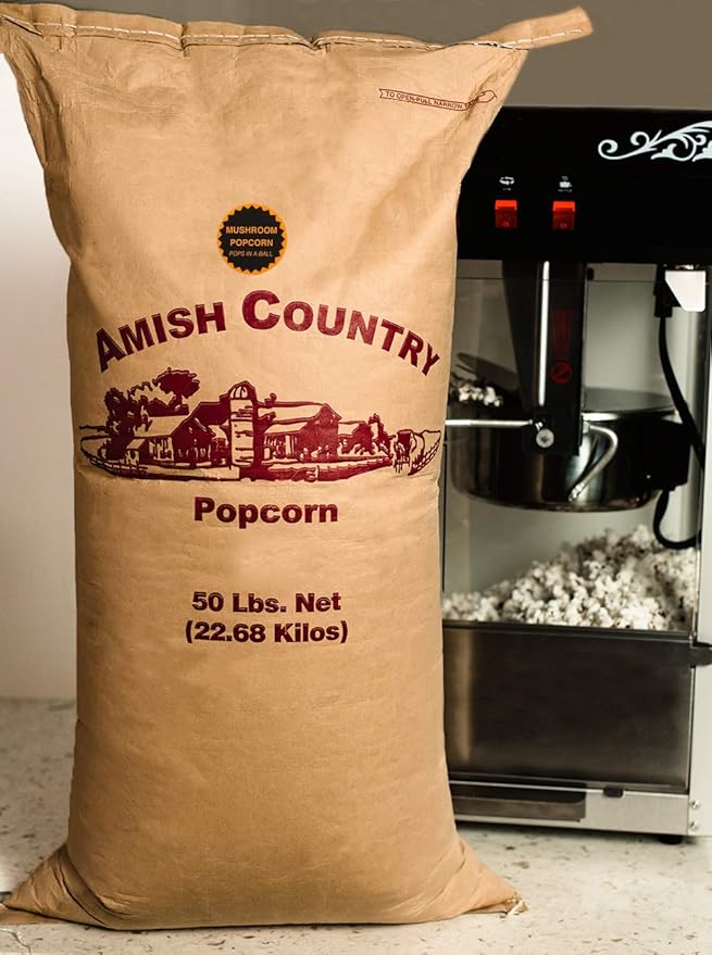 Amish Country Popcorn | 50 Pound Bag Mushroom Kernels | Old Fashioned, Non-GMO and Gluten Free