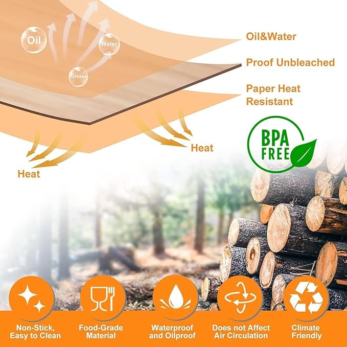 Air Fryer Disposable Paper Liner, 200 Pack Baking Paper for Ninja Foodi DZ201 DZ401 Dual Air Fryer
