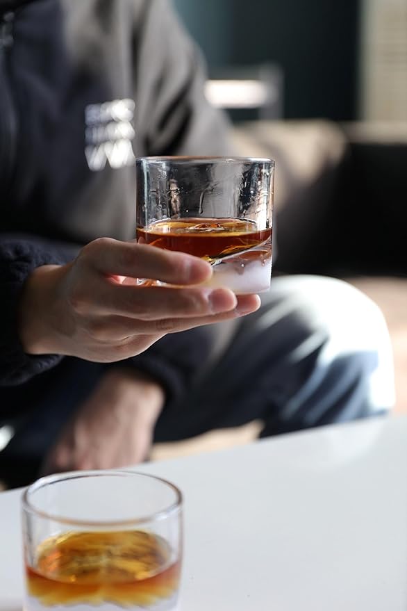 Yosemite Heavy Crystal Whiskey Glasses Gift Set of 2, Thick Freezable Bourbon Glass 1lb Each