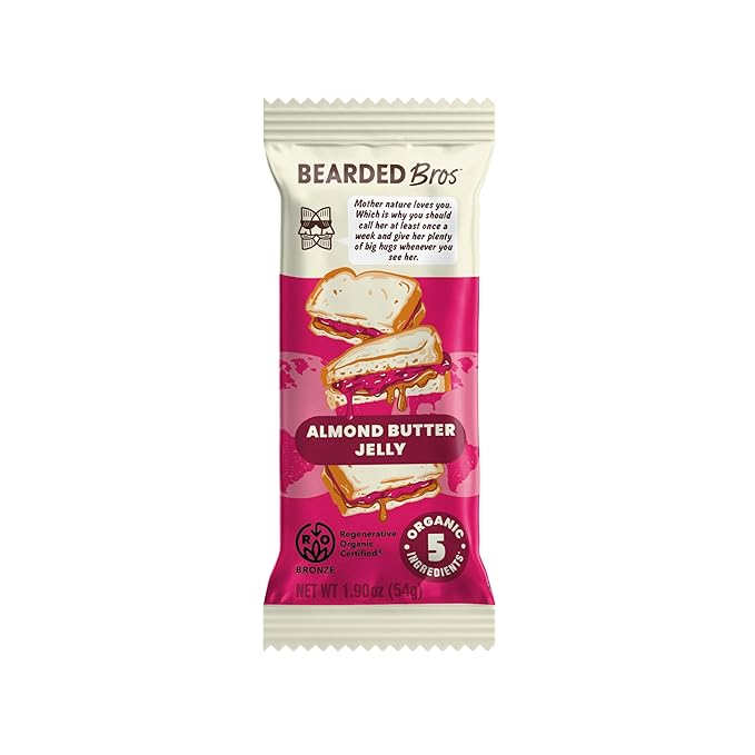 Bearded Brothers, Organic Vegan Protein Energy Bars, Almond Butter Jelly (10 Pack) - Gluten Free
