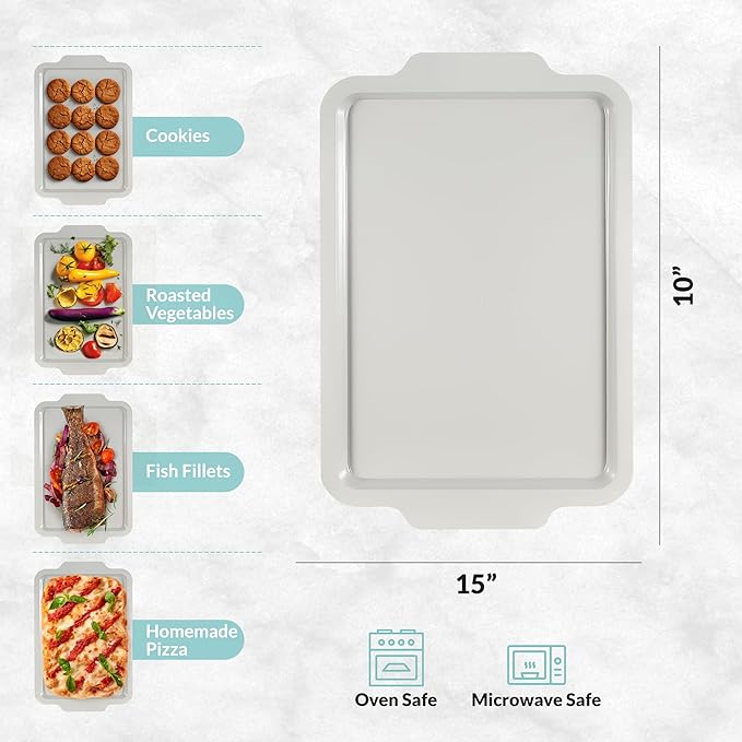 Boxiki Kitchen Nonstick Ceramic Jelly Roll Pan, 15 x 10 Inches - PTFE & PFOA Free Baking Pan