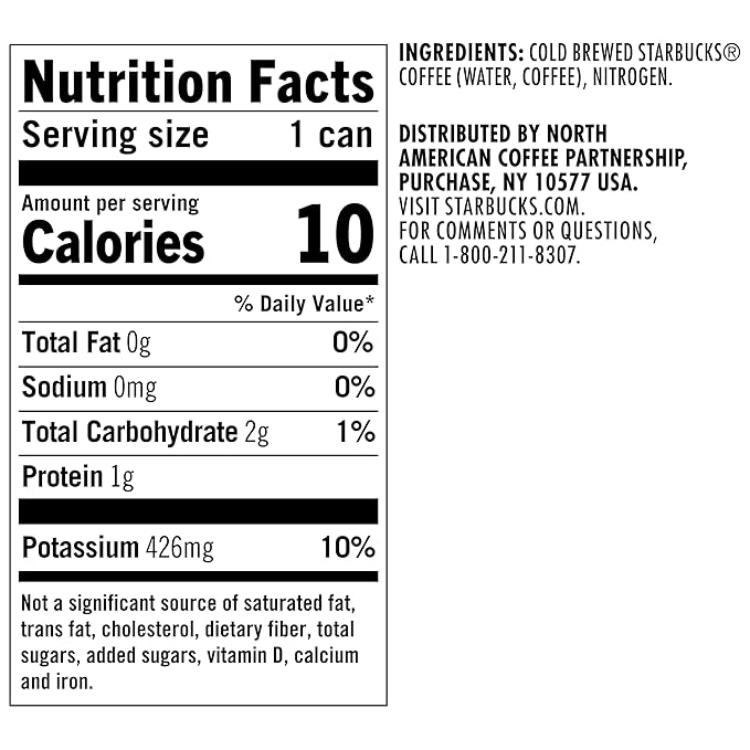 Starbucks Nitro Cold Brew Coffee, Black Unsweetened, 9.6 fl oz Cans (8 Pack), Iced Coffee, Cold