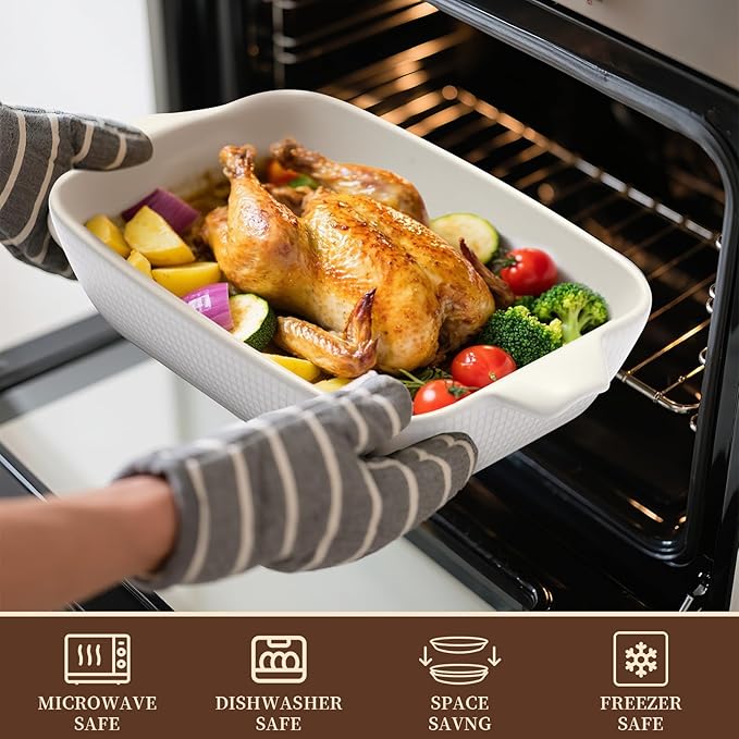 Bakeware Casserole Oven Dishes Baking - 3pcs Ceramic Rectangular Oven Serving