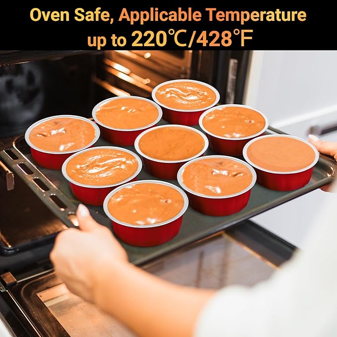Beasea Disposable Aluminum Foil Cups 100 Pack, 8 oz 235ml 3.9" Bake Ramekin Cup Muffin Cupcake