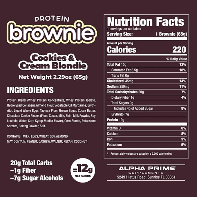 Prime Bites Protein Brownie from Alpha Prime Supplements | High Protein, Collagen Fortified Low