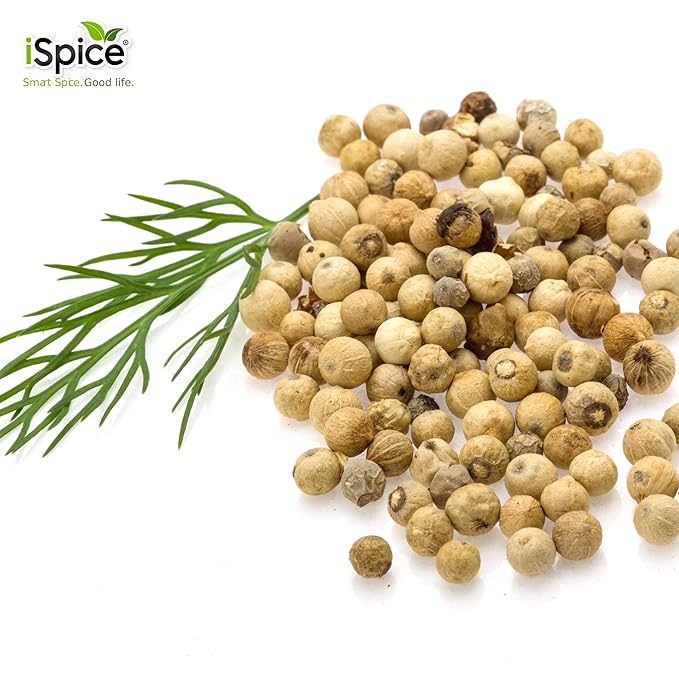 iSpice Whole White Peppers Spices and Seasonings for Cooking, 7.3Ounce White Peppercorns Seasoning