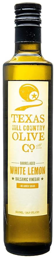 White Lemon Balsamic Vinegar - Gourmet Barrel Aged Infused Balsamic Vinegar - Great for Dressing