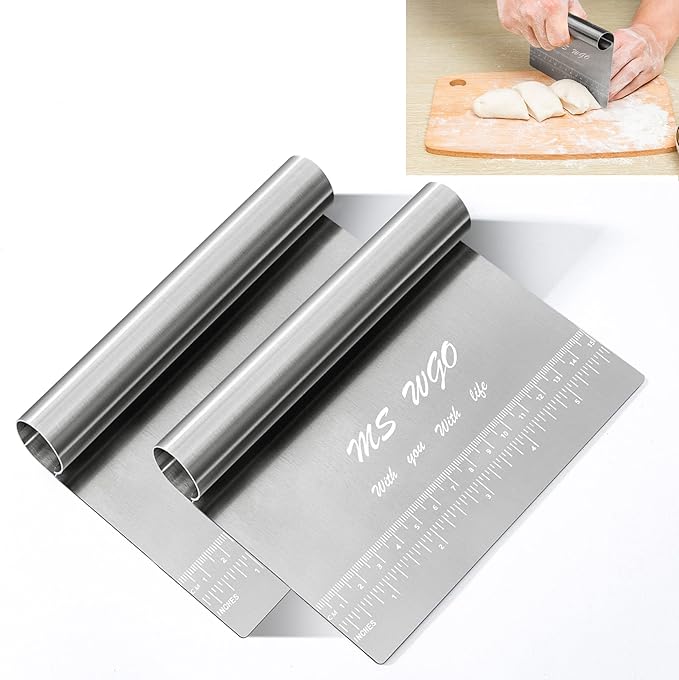 Pro Dough Pastry Scraper/Cutter/Chopper Stainless Steel Mirror Polished with Measuring Scale