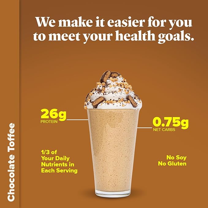Keto Chow Chocolate Toffee | Keto Meal Replacement Shake Powder | Nutritionally Complete | Low Carb
