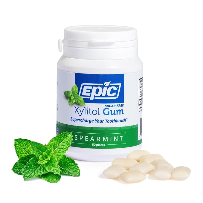 Epic 100% Xylitol Spearmint Chewing Gum - Sugar Free, Aspartame Free Dental Gum - Supports Oral
