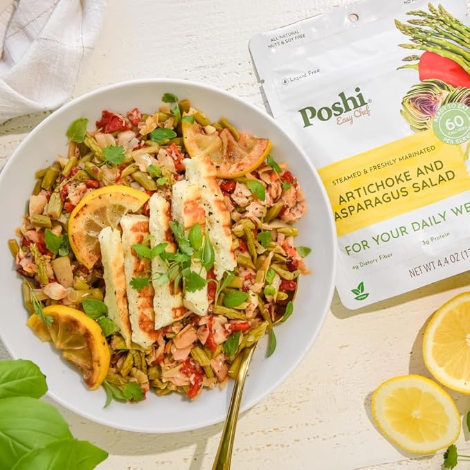 POSHI Artichoke & Asparagus Salad Natural, Keto, Vegan, Non GMO, Low Carb + Calorie, Gluten Free