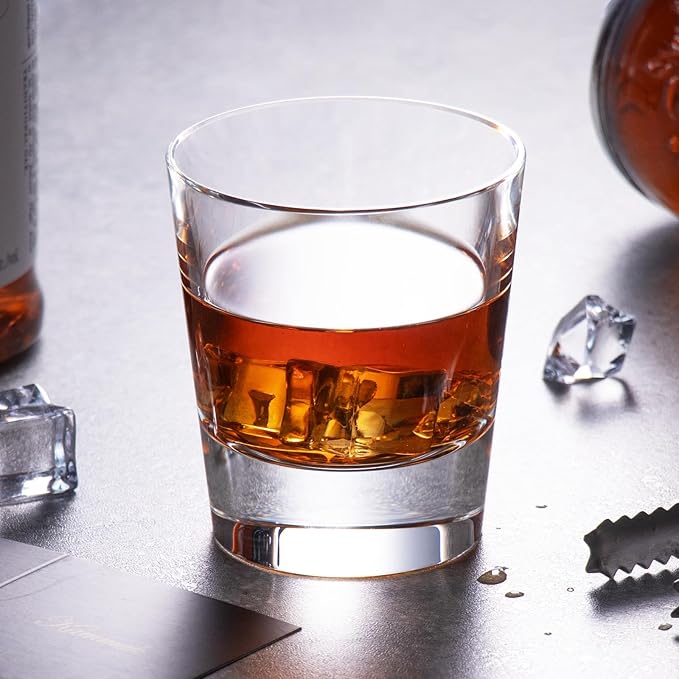 KAMMAK Crystal Whiskey Glasses Set of 2, Hand Blown 8.79oz Old Fashioned Glasses Stemless, Luxury
