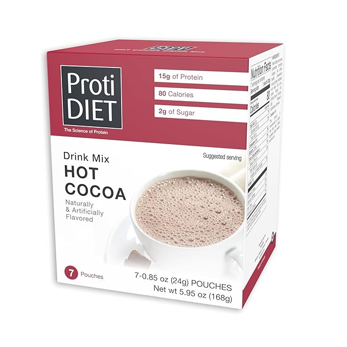 ProtiDIET High Protein Hot Cocoa Mix - 15g Protein - Low Fat, Quick and Easy-to-Prepare Hot Cocoa