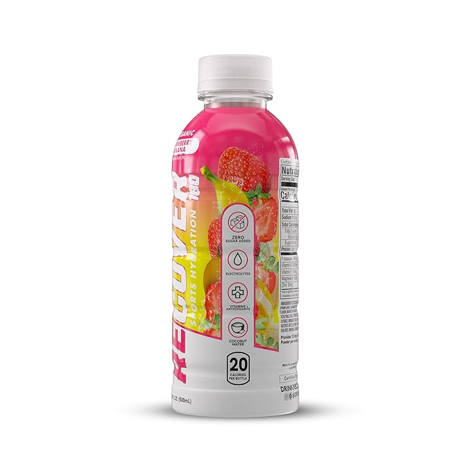 RECOVER 180 Organic Sports Hydration Drink, No Sugar Added, 20 Calorie Sports Beverage, Organic