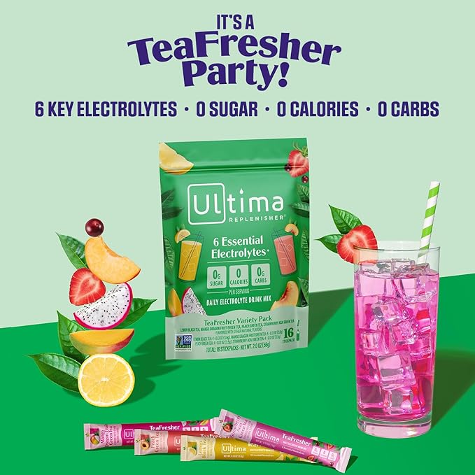 Ultima Replenisher TeaFresher Daily Electrolytes Powder and Instant Tea Mix ??Sugar Free ??Variety