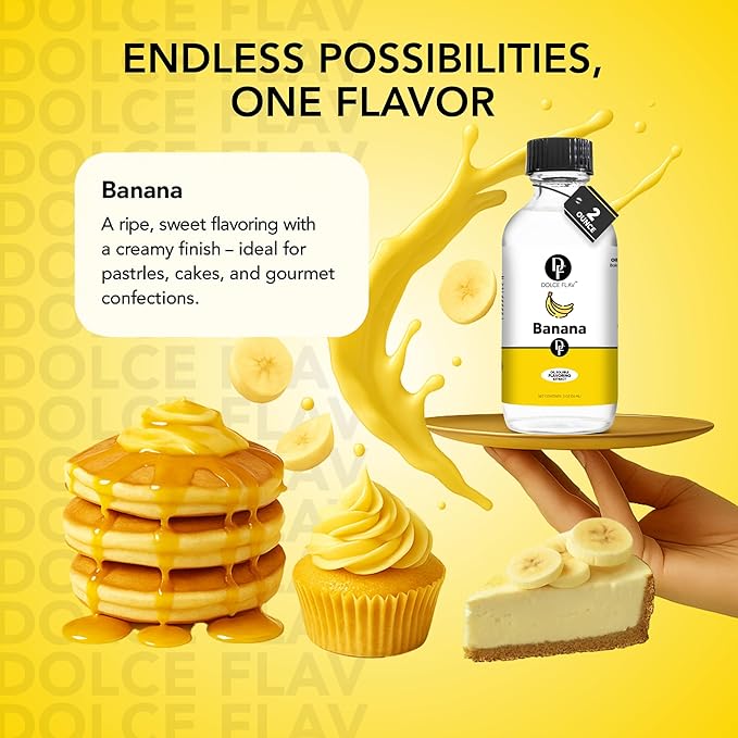 Dolce Flav Banana Extract ??2 Ounce Oil-Soluble Kosher, Sugar-Free, Concentrated Ripe Banana