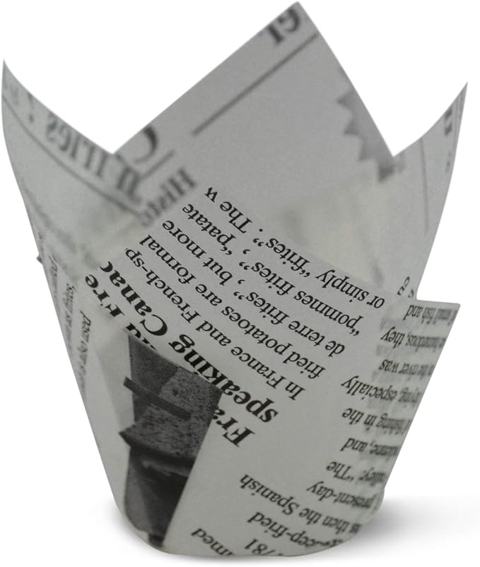 SimpleGood White Newspaper Medium Size Tulip Baking Cups Cupcake Liners Muffin Liners Greaseproof