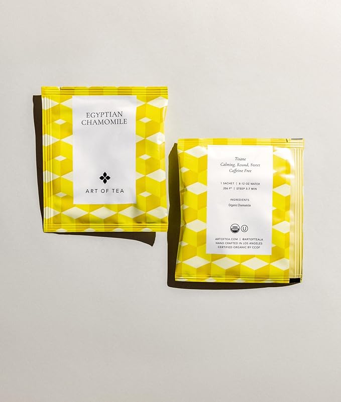 Art of Tea | Organic Egyptian Chamomile Tea Bags - Caffeine Free Herbal Tea | 50 Eco Friendly