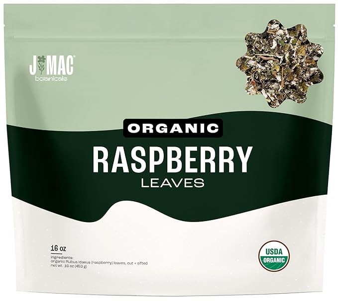 J Mac Botanicals, Organic Red Raspberry Leaf, Herbal tea (16 ounce bag 200+ cups) cut & sifted