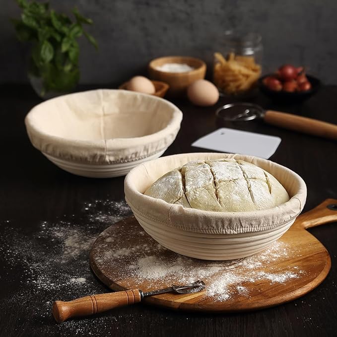 Saint Germain Bakery Premium Round Bread Banneton Basket with Liner - Perfect Brotform Proofing
